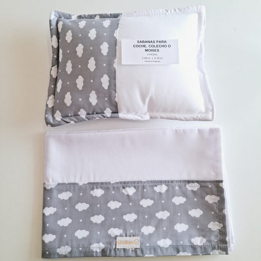 Sábana "nubes" coche, colecho o moisés