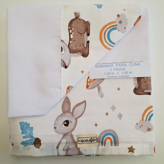 Sábana para cuna estándar/practicuna "arcoiris"