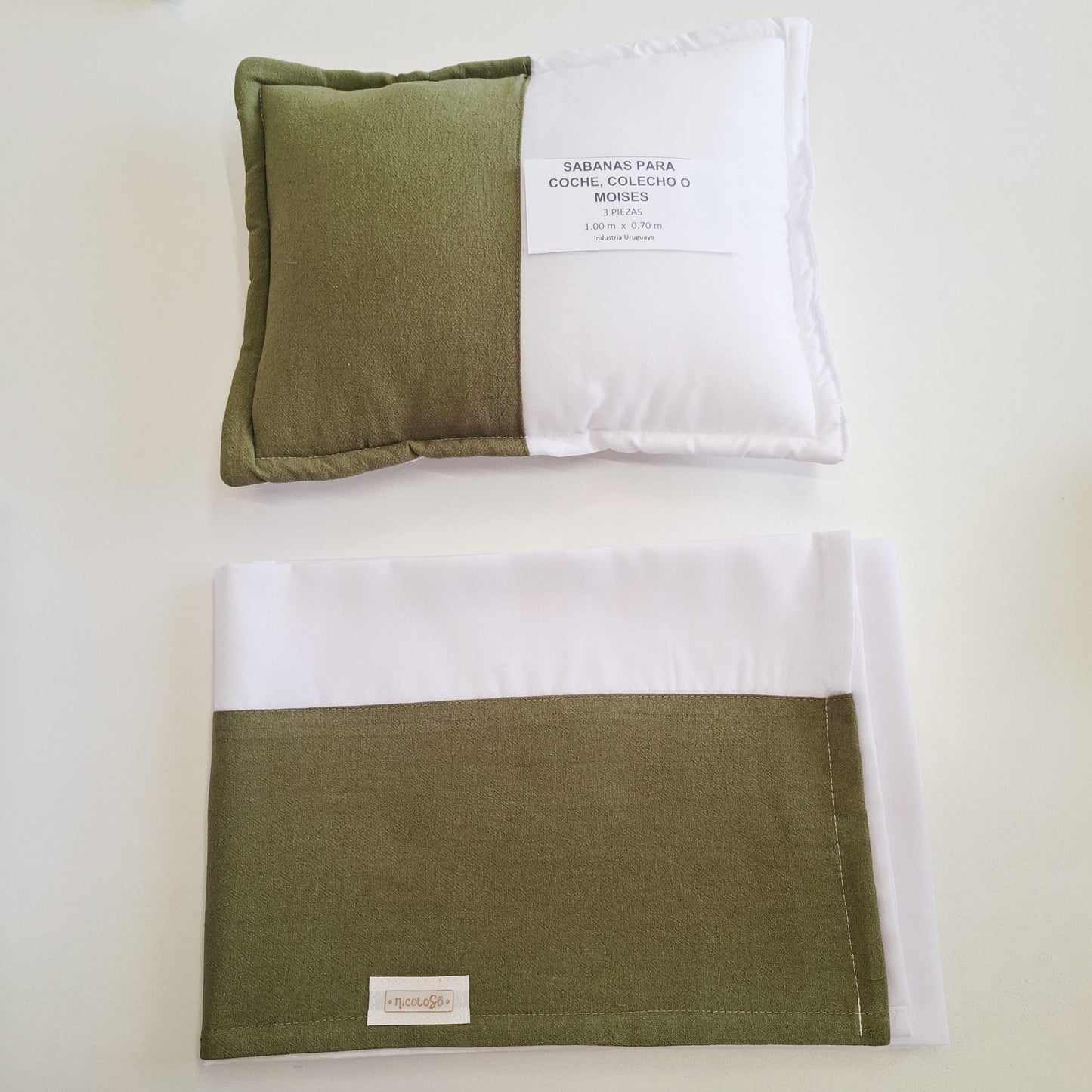 Sábana "Lisas verde" coche, colecho o moisés.