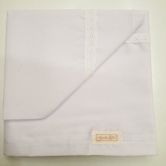 Sábana para cuna blanca con broderie