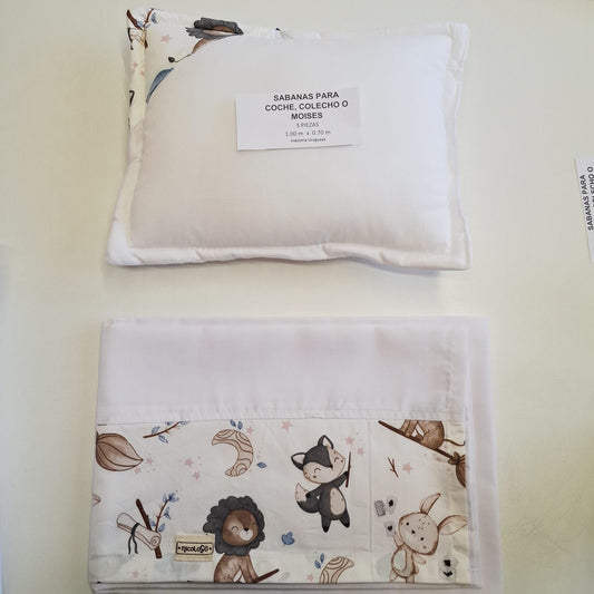 Sábana "león en escoba" coche, colecho o moisés