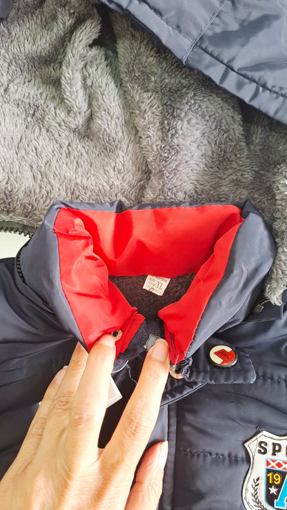 Campera Puffer Infantil con Capucha y Corderito